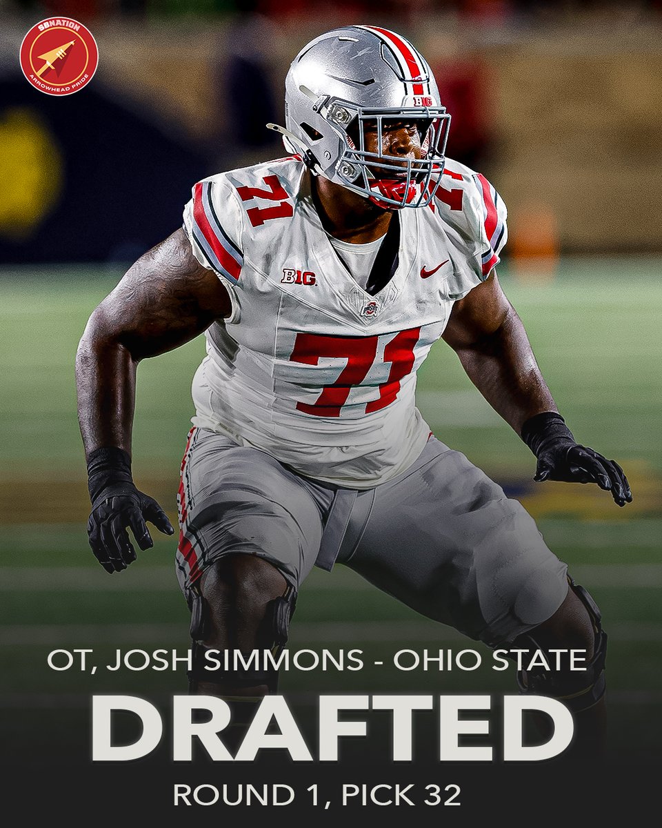 With the No. 32 pick in the first round of the NFL Draft, the #Chiefs select Ohio State offensive tackle Josh Simmons.
