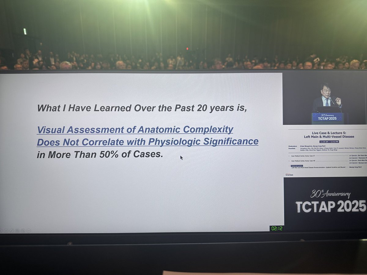 Mamas A. Mamas (@mmamas1973) on Twitter photo Important message from SJ Park about lessons learnt after 20 years- visual assessment of severity of CAD does not correlate with physiological severity
<a href="/summitmd_cvrf/">summitmd_cvrf</a> Important message from SJ Park about lessons learnt after 20 years- visual assessment of severity of CAD does not correlate with physiological severity
<a href="/summitmd_cvrf/">summitmd_cvrf</a>