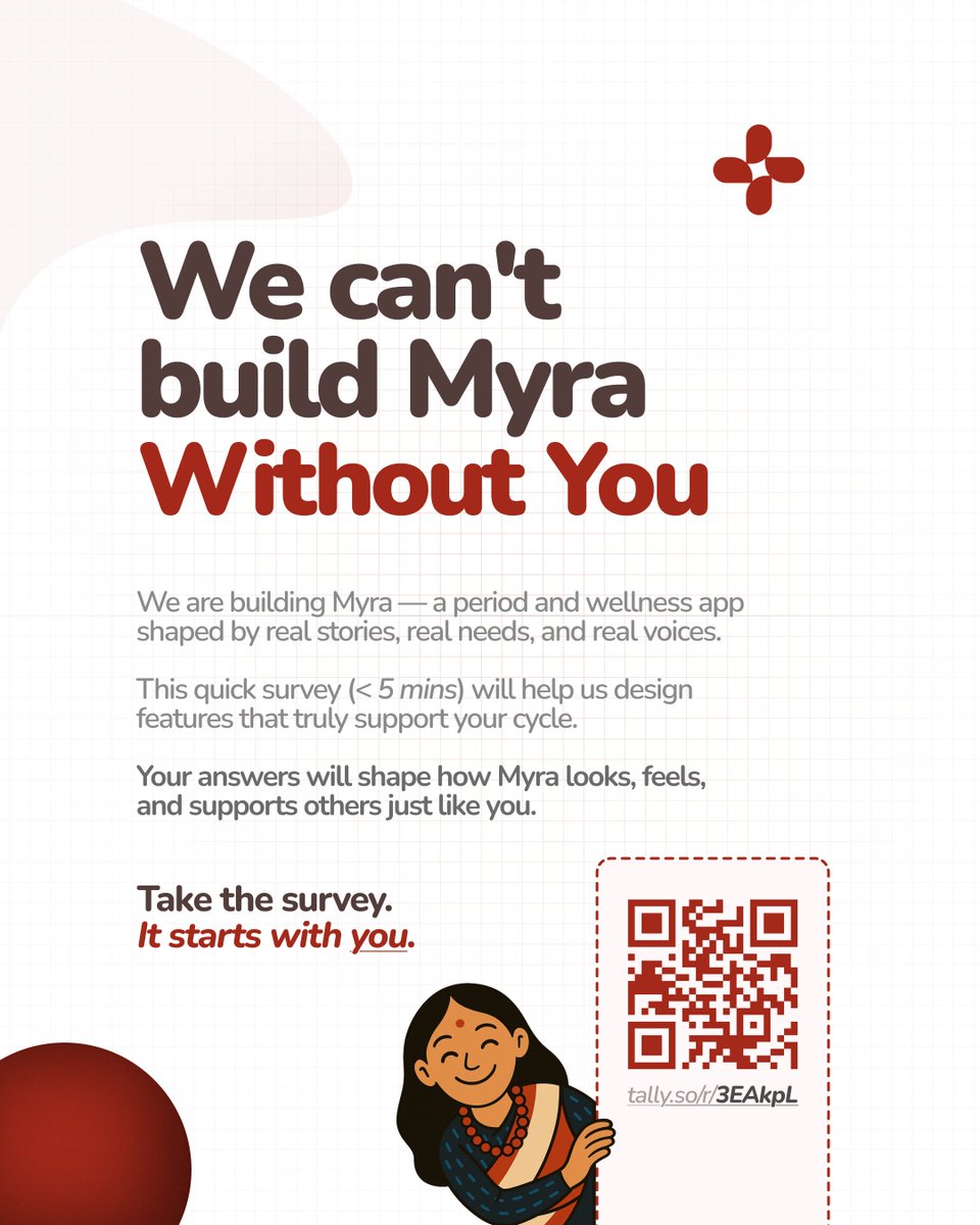 myra_app_np's tweet photo. We are building Myra — a period and wellness app shaped by real stories, real needs, and real voices.

Your answers will shape how Myra looks, feels, and supports others just like you.

Link: https://t.co/AYS9xk5SM3 (link in bio)

#mymyraforyou https://t.co/7qZBTb9zt6