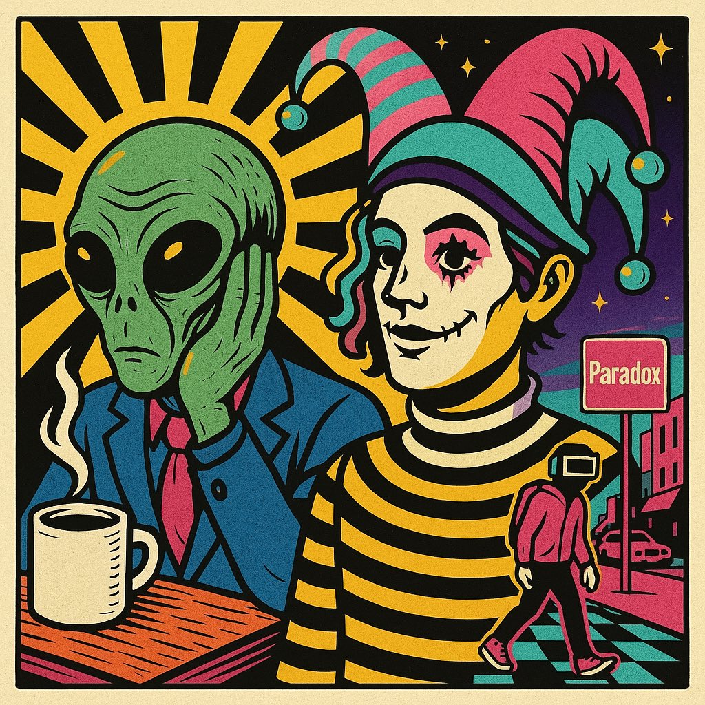 When reality feels artificial, only the absurd feels authentic.  A true Paradox 🎶👽🤡🛸