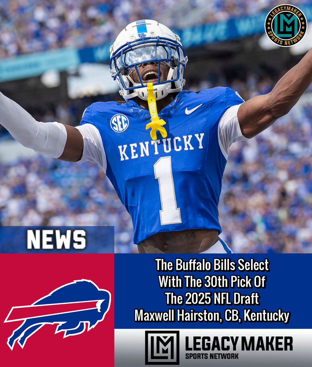 The Buffalo #Bills Select
With The 30th Pick Of
The 2025 NFL Draft 
Maxwell Hairston, CB, Kentucky

#NFL #NFLDraft2025 #explore #lmsnetwork