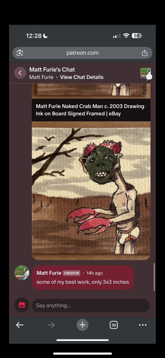 <a href="/_Shadow36/">Shadow</a> $NCM Acknowledged by Matt Furie himself, 

Naked crab man is Matt’s first ever art piece.

Matt Furie the creator of Pepe drew Naked Crab Man 2 years before Pepe! 

Study it.

9AgmjFkN5YjxaxvvGiQefgFtGu9hGLcduRryJmpmpump