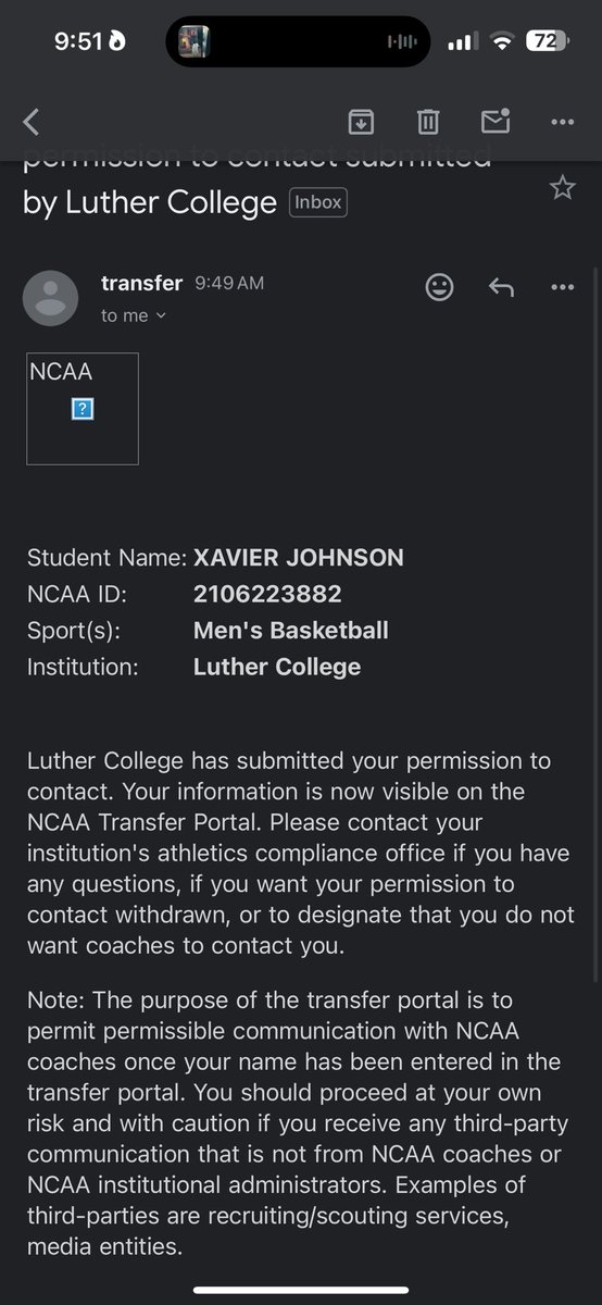 Xavier Johnson (@thezayjohnson) on Twitter photo With 3 years of eligibility left I have entered the Transfer Portal
<a href="/TP4PT/">Transfer Portal for Playing Time</a>
<a href="/RivalsPortal/">NCAA Transfer Portal</a>
#AGTG✝️ With 3 years of eligibility left I have entered the Transfer Portal
<a href="/TP4PT/">Transfer Portal for Playing Time</a>
<a href="/RivalsPortal/">NCAA Transfer Portal</a>
#AGTG✝️
