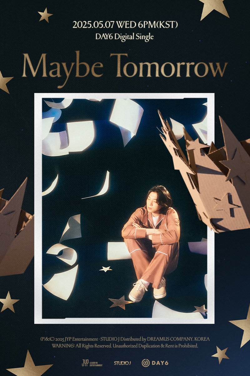 DAY6(데이식스) Digital Single
＜Maybe Tomorrow＞
Concept Poster

#성진 #SUNGJIN

2025.05.07 WED 6PM (KST)
 
#DAY6 #데이식스
#Maybe_Tomorrow
