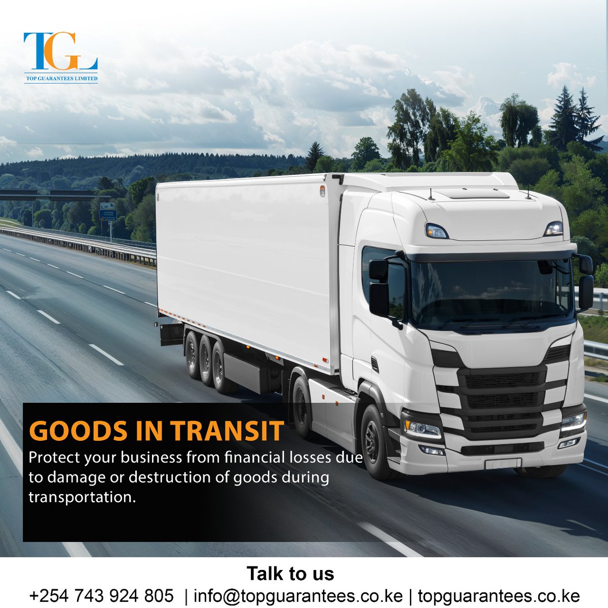 bonds_master's tweet image. Secure your goods in transit with Top Guarantees! Protect your business from financial losses due to damage or destruction during transportation. Contact us at 0716519766 or visit topguarantees.co.ke for tailored solutions. #GoodsInTransit #TradeFinance #BusinessProtection
