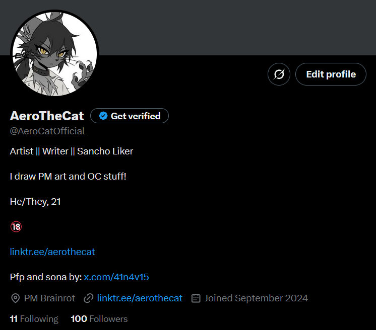 AeroCatOfficial's tweet photo. Hit 100 followers! Ty to everyone for checking out and liking my stuff, I really appreciate it ^^

I want to do something to celebrate the milestone, but I honestly don't have any ideas. If anyone has any suggestions, please shoot them my way (comment, DM or askbox is fine)! https://t.co/Ixavy2t1R5