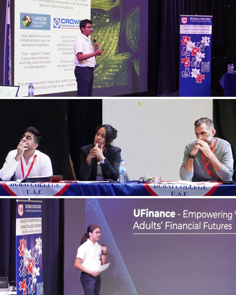 DubaiCollege's tweet image. Wrapping up Dubai #AIWeek with our brilliant Yr 9s at Dubai College’s first AI & Entrepreneurship careers event! Having used AI tools to bring their business ideas to life, they presented to a panel of successful entrepreneurs including #DCAlumni.
@KHDA @DubaiFuture