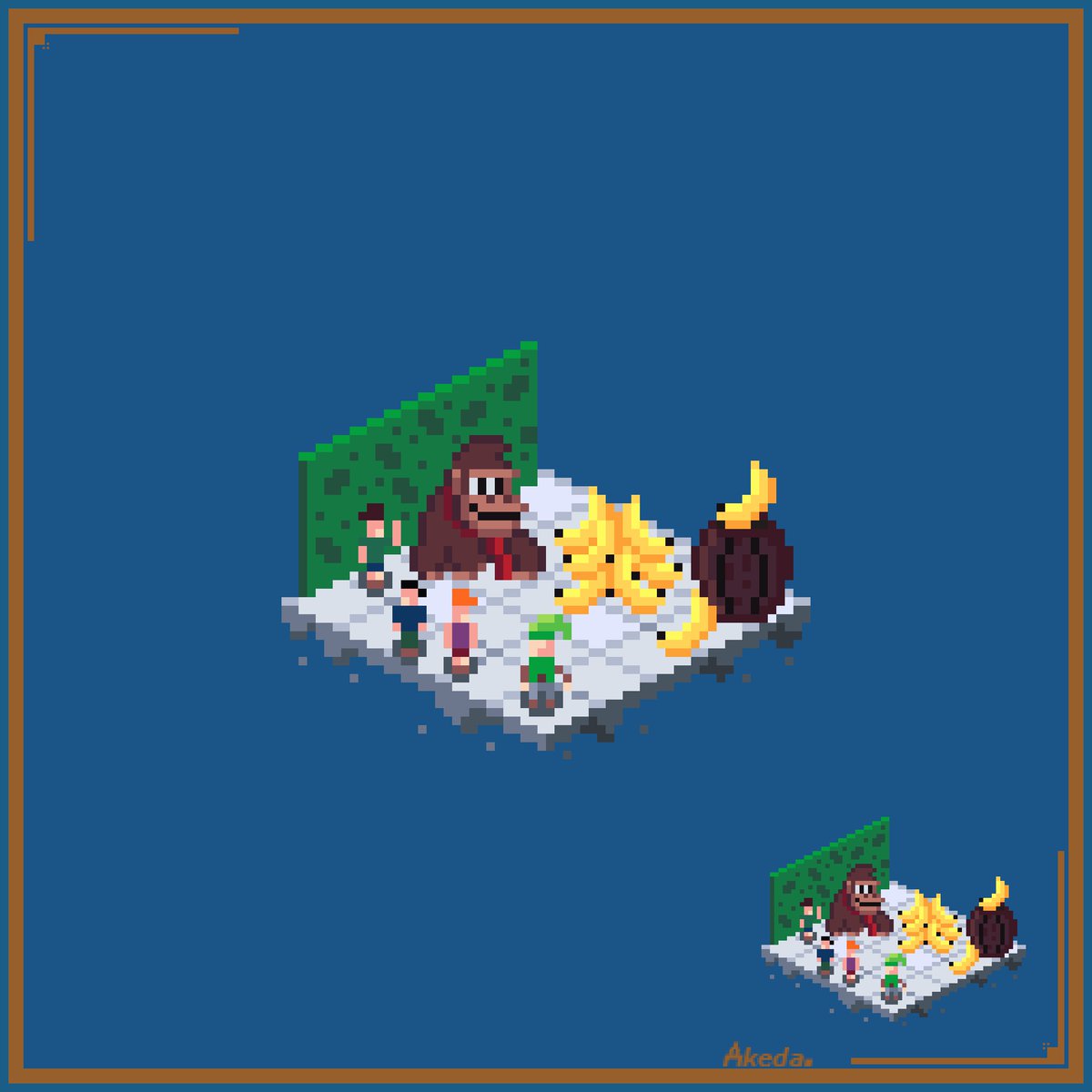 Akeda_7's tweet photo. Special Nintendo #cubecollab from @PixelShorts It will run for the next few weeks with different themes in the style of an expo! ✨
This week's theme is related to Donkey Kong!

Meet-and-greet with the one and only DK! 🍌

#pixelcollabs #pixelart #artmoots https://t.co/iwZXxSftUP