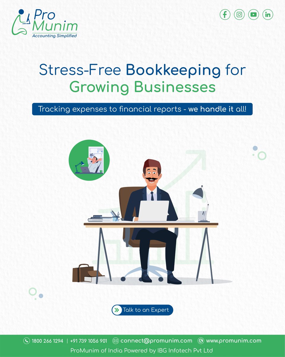ProMunimindia's tweet photo. 📊 Stress-Free Bookkeeping for Growing Businesses 📈

Get started today and let us manage your finances for you!
📞 1800 266 1294 | +91 739 1056 901
📧 connect@promunim.com
🌐 https://t.co/vGjrLJatjp

#Bookkeeping #BusinessGrowth #FinancialReports #ProMunim https://t.co/nwSCjBfknr
