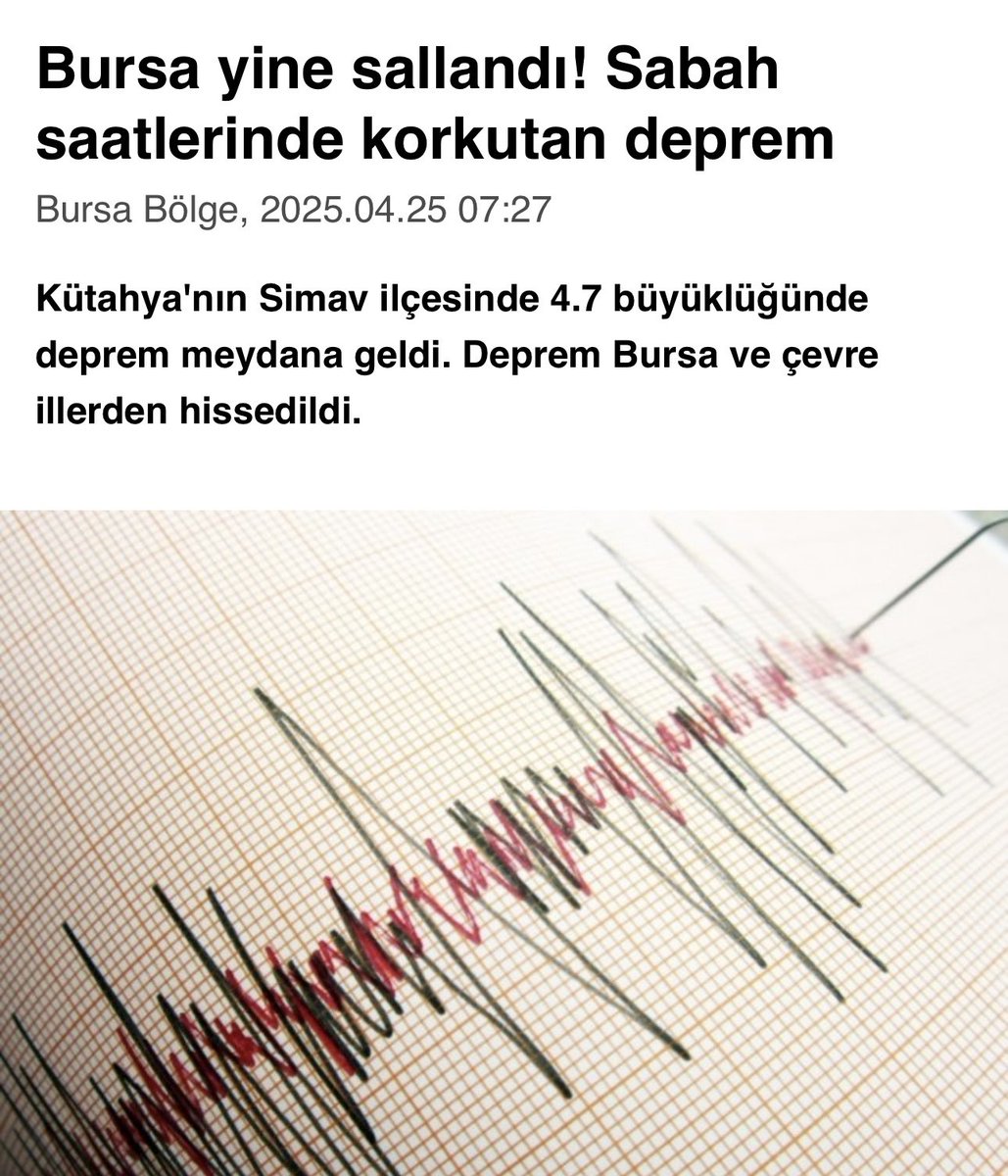 Evet az önce Kütahya’da olmuş Bursa’dan da hissedildi… Duyarlı dostlara çok teşekkürler dualarım sizler ve ülkemle🤍