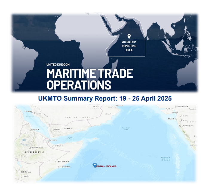 UKMTO SUMMARY REPORT 19- 25 APRIL 2025

ukmto.org/ukmto-products…

#MaritimeSecurity #MarSec