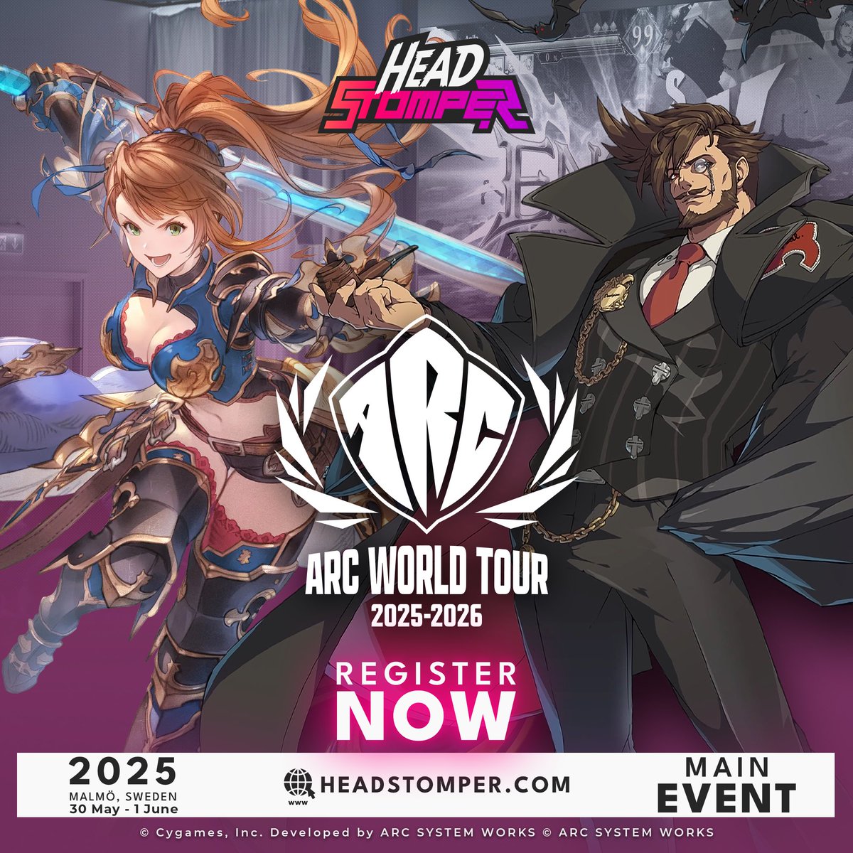 We're thrilled to announce that we’re officially back on the ARC WORLD TOUR!🏆

This year, both Guilty Gear -Strive- and Granblue Fantasy Versus: Rising will be featured as GOLD events on #AWT25_26! Time to fight for the leaderboard!

Believe in Victory, Let's Rock!
Sign up now⬇️