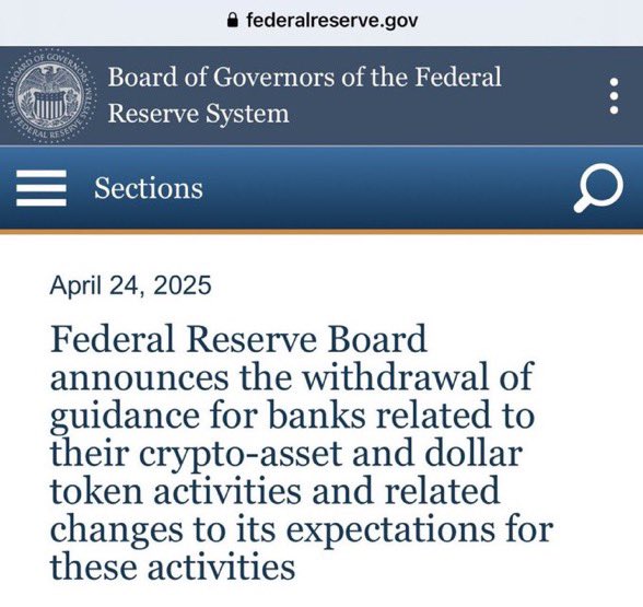 💥BREAKING:

US BANKS NO LONGER NEED TO NOTIFY THE FEDERAL RESERVE REGARDING BITCOIN AND CRYPTO RELATED ACTIVITIES. 

BIG WIN FOR CRYPTO! 🔥
