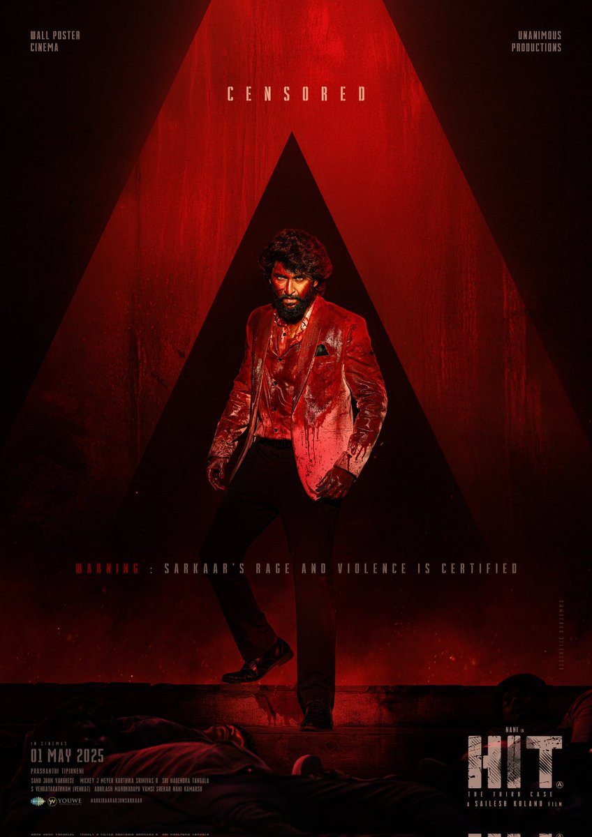 Cinemakaaran (@cinemakaaranoff) on Twitter photo #HIT3 is certified A.
'A' stands for Arjun Sarkaar 💥💥
Rage and violence- certified ❤🔥
In Cinemas from May 1st
#AbkiBaarArjunSarkaar
Natural Star <a href="/NameisNani/">Nani</a> <a href="/KolanuSailesh/">Sailesh Kolanu</a> <a href="/SrinidhiShetty7/">Srinidhi Shetty</a> <a href="/komaleeprasad/">Komalee Prasad</a> <a href="/MickeyJMeyer/">Mickey J Meyer</a> #HIT3 is certified A.
'A' stands for Arjun Sarkaar 💥💥
Rage and violence- certified ❤🔥
In Cinemas from May 1st
#AbkiBaarArjunSarkaar
Natural Star <a href="/NameisNani/">Nani</a> <a href="/KolanuSailesh/">Sailesh Kolanu</a> <a href="/SrinidhiShetty7/">Srinidhi Shetty</a> <a href="/komaleeprasad/">Komalee Prasad</a> <a href="/MickeyJMeyer/">Mickey J Meyer</a>