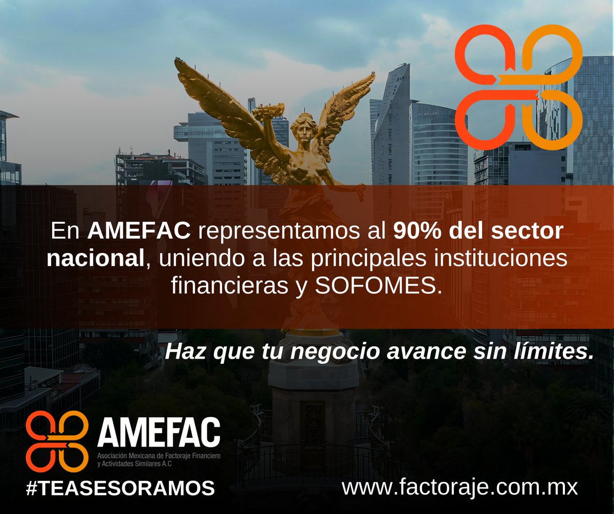 En AMEFAC representamos al 90% del sector nacional, uniendo a las principales instituciones financieras y SOFOMES.

En la AMEFAC #TEASESORAMOS

CONTÁCTENOS
contacto@factoraje.com.mx
factoraje.com.mx
#AMEFAC #FactorajeFinanciero #FinanzasQueImpulsan #cdmx #FelizJueves