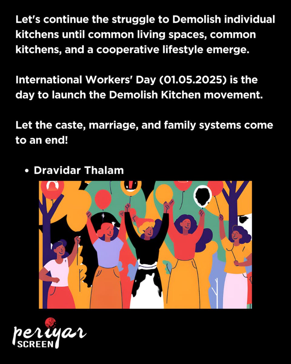 PeriyarScreen's tweet image. Let us create common living spaces, Common kitchens and a cooperative way of living.
@Dravidarthalam 

#periyarscreen #demolishkitchen #dravidarthalam #commonkitchen