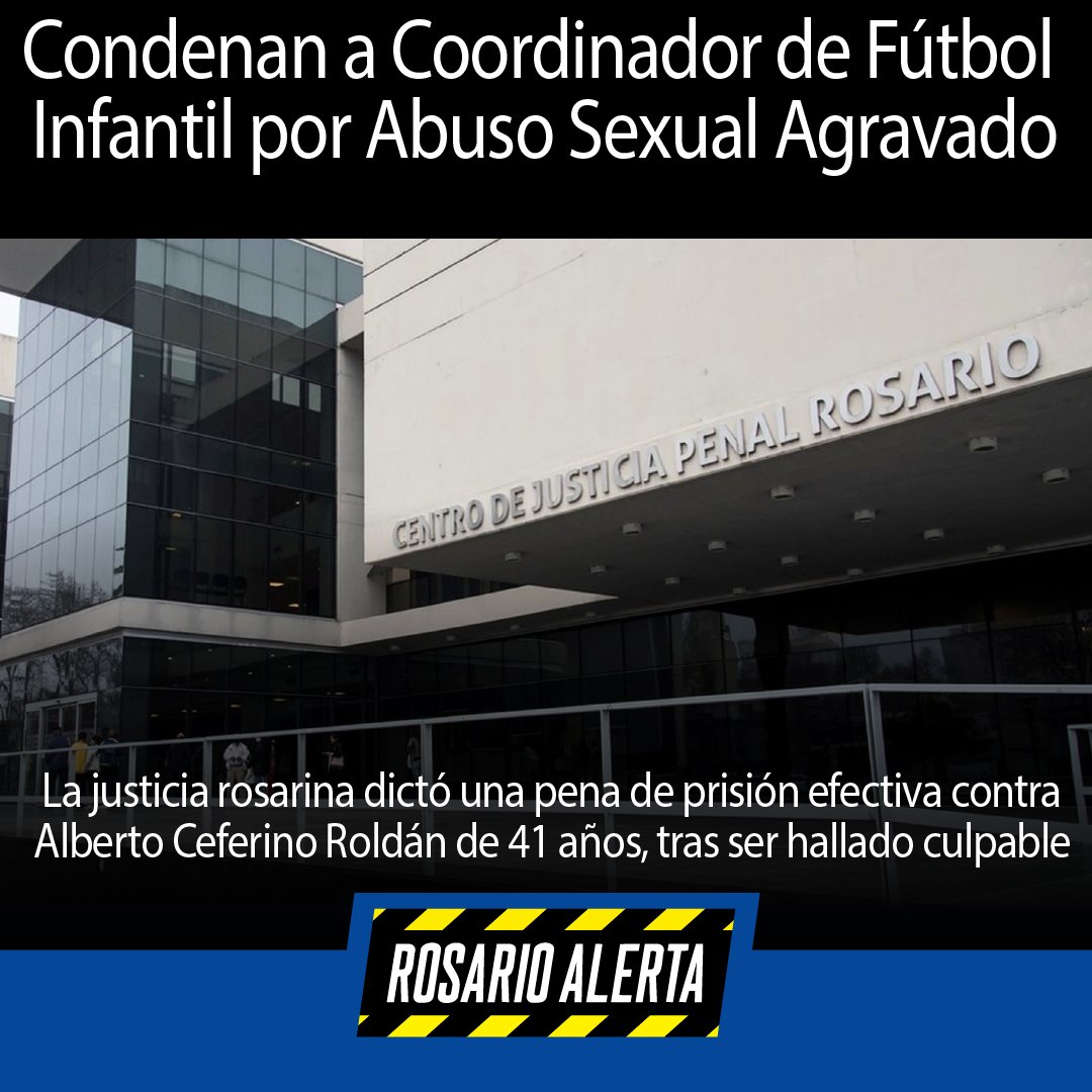RosarioAlerta's tweet photo. 📍Rosario | Condenaron a 4 años y 7 meses de prisión a un coordinador de fútbol infantil por abuso sexual agravado contra una menor. La víctima tenía 6 años al momento de los hechos. ⚖️👧 #Justicia https://t.co/dPAfnf7s7y a través de @RosarioAlerta https://t.co/FcHr6BaQtF