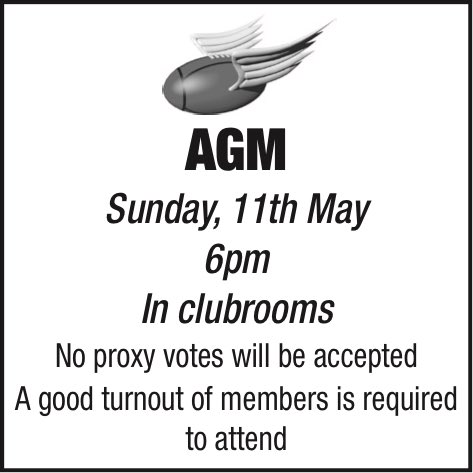 📣 ORFC AGM 2025

🕖 WHEN: 18:00, Sunday 11 May
📍 WHERE: Orkney RFC Clubrooms

No Proxy Votes will be accepted.

A good turnout of members is required to attend