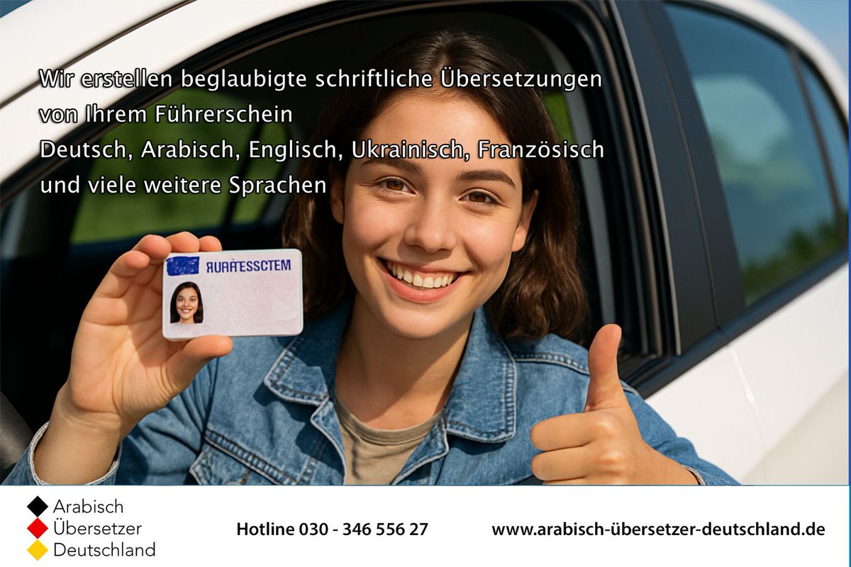 ArabicDeGermany's tweet photo. Wir dürfen offiziell anerkannte #Übersetzungen von Ihrem #Führerschein und #Ausweis erstellen. #Deutsch #Arabisch #Englisch #Ukrainisch #Spanisch #Französisch und viele weitere #Sprachen 
https://t.co/4YuZF1B7Uo https://t.co/BiPE4RCLB4