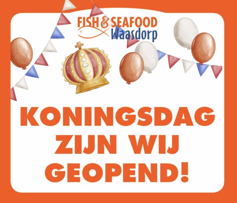 viswaasdorp's tweet photo. Vandaag Vrijdag en ook Zaterdag #Koningsdag &amp; Zondag zijn wij geopend!  #Kibbeling #koelijs #Haring #Oesters #BBQvis #GerooktePaling https://t.co/pXjIPoONzT