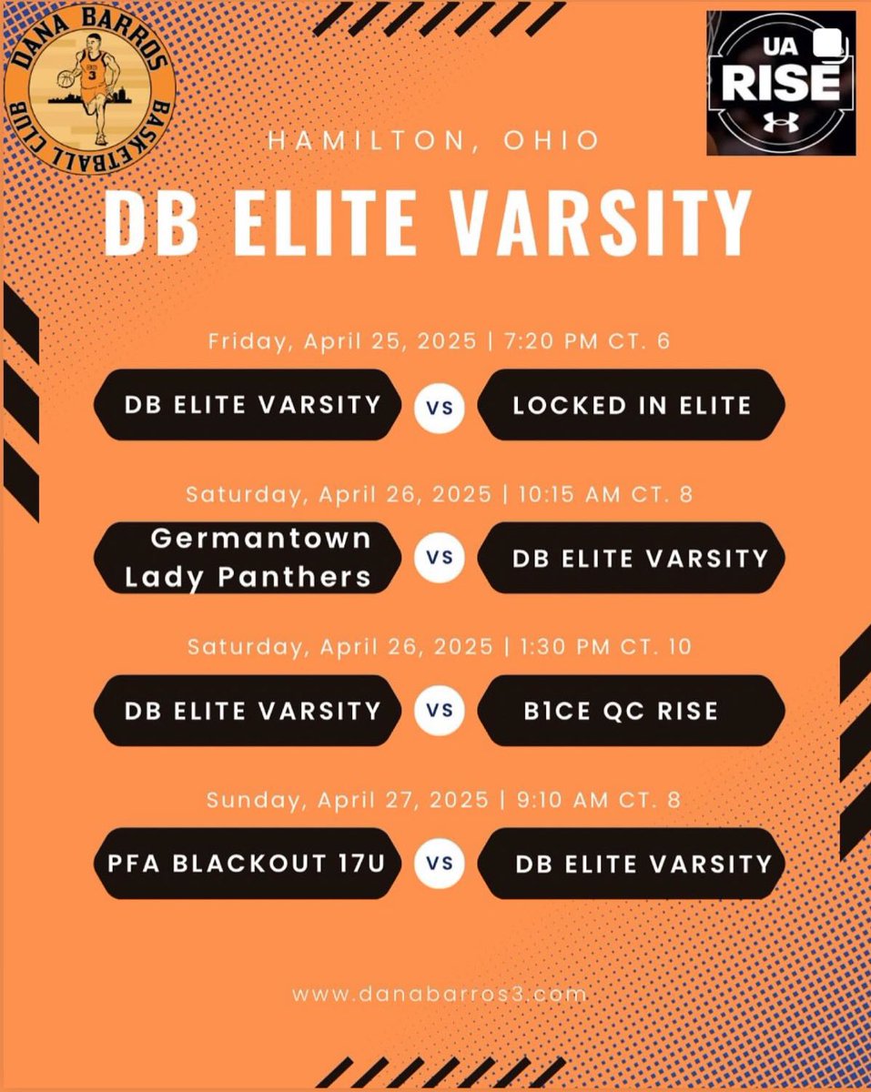 My schedule this weekend for UA Rise Session One!