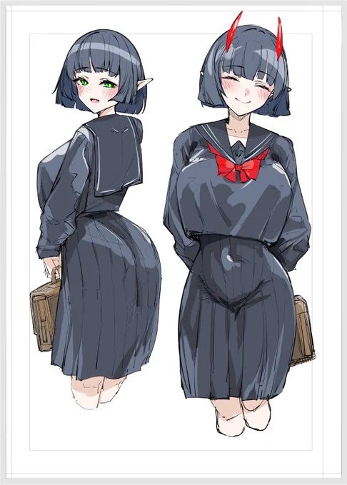 IAPOCです。次作描いてます。次は異種族学園ハーレムものになる予定です。メインヒロインの二人です。 