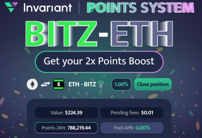 GSVM
Today I added some liquidity to the $BITZ- $ETH pool on <a href="/invariant_labs/">Invariant</a>. If you select narrow range it gives you more points but it is risky. I'm not risky and wanted to be safe so I chose wide range. It gives me less points but I am OK with it.😅 

<a href="/EclipseFND/">Eclipse</a> Everything