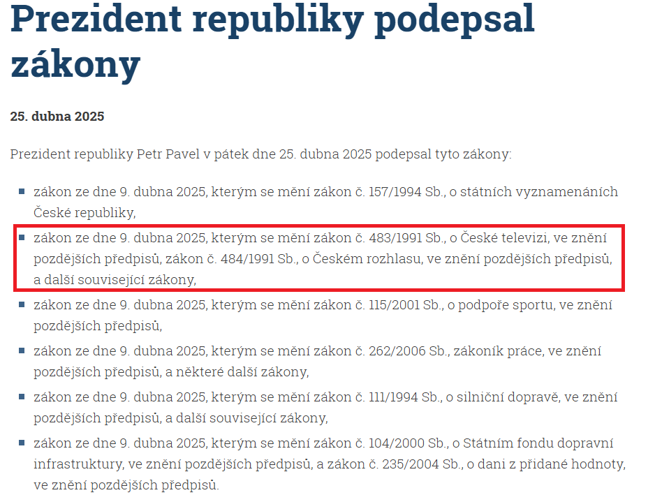 RomanBelor's tweet photo. Mediální novela ✅

Jádrem prezidentem schváleného zákona o ČT a ČRo je stabilizace a předvídatelnost financování veřejnoprávních médií, která tvoří jeden z pilířů demokratické společnosti. Gratuluji @MartinBaxa2, @j_lacina a dalším, kteří se na prosazení změn podíleli. https://t.co/9ARNsX7PYD