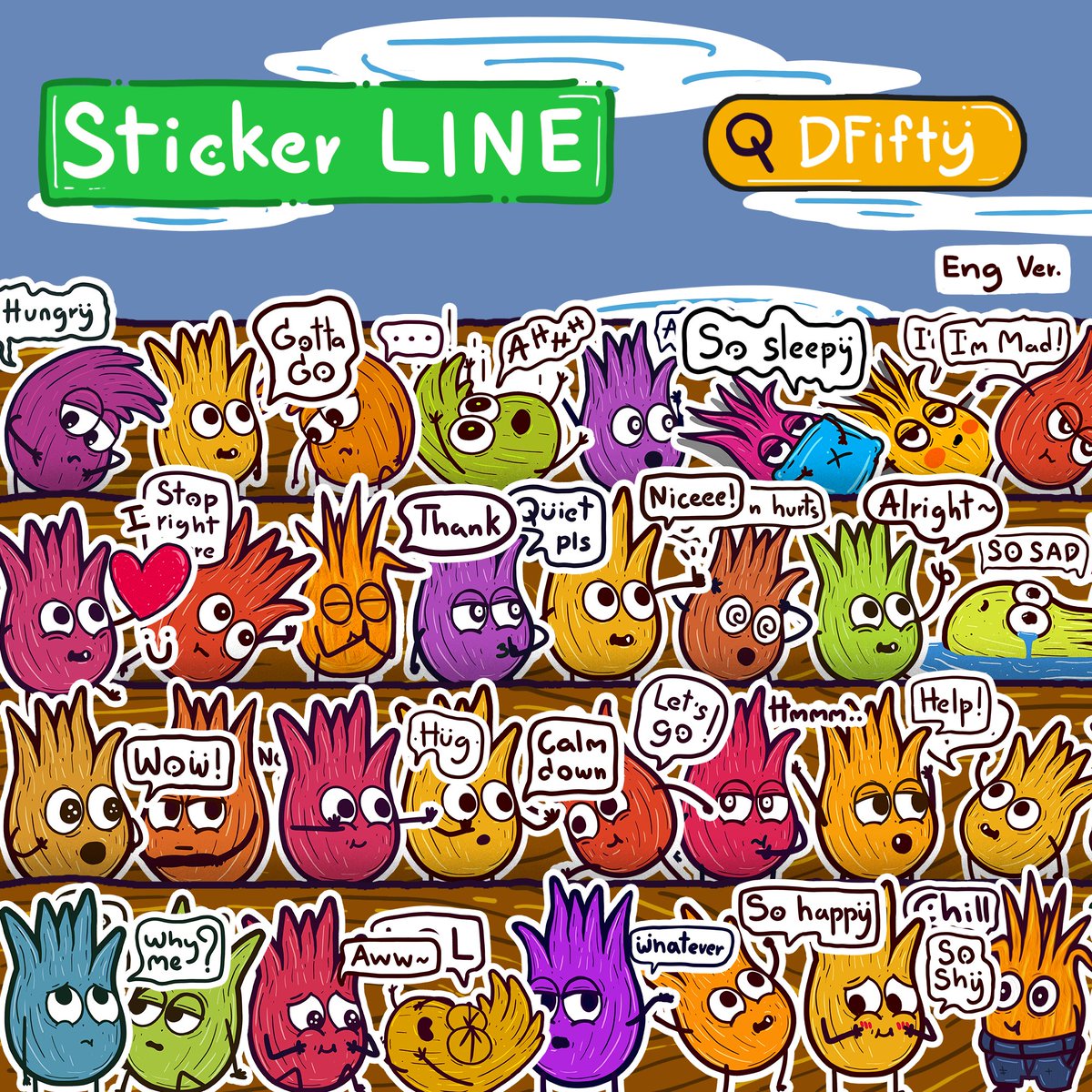 Dungjuka (Dung Gang) is here!
Our onion buddy just launched its very first LINE sticker set! 
Now available with 32 emotions to spice up your chat cute, moody, hungry, sleepy and more!

Search Line Store : DFifty
line.me/S/sticker/3055…