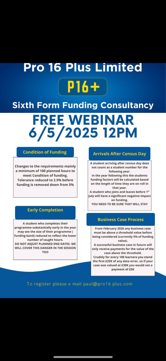 Special Notice ‼️ 

We are offering a free webinar to explore the increased risk due to changes in funding rules announced recently.

👇🏻