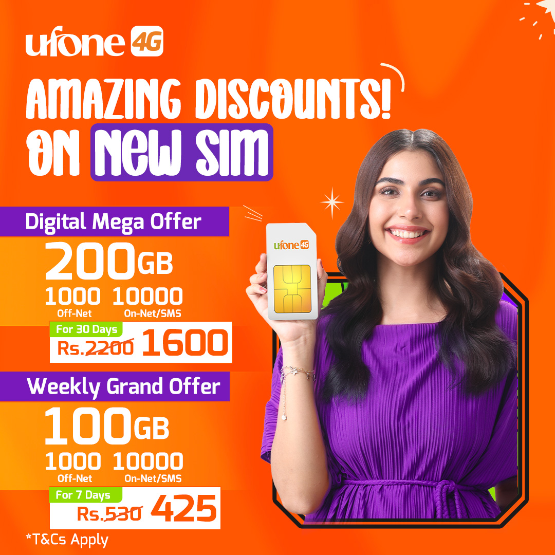 Ufone's tweet photo. New SIM, Bohhaaat sara Data! 🎉
Grab your new Ufone 4G SIM & enjoy massive discounts on data bundles! 🙌🏻
Avail the Offer Now!
#Ufone4G #NewSIMNewSavings #MegaOffer #StayConnected https://t.co/rGx63ErJqO