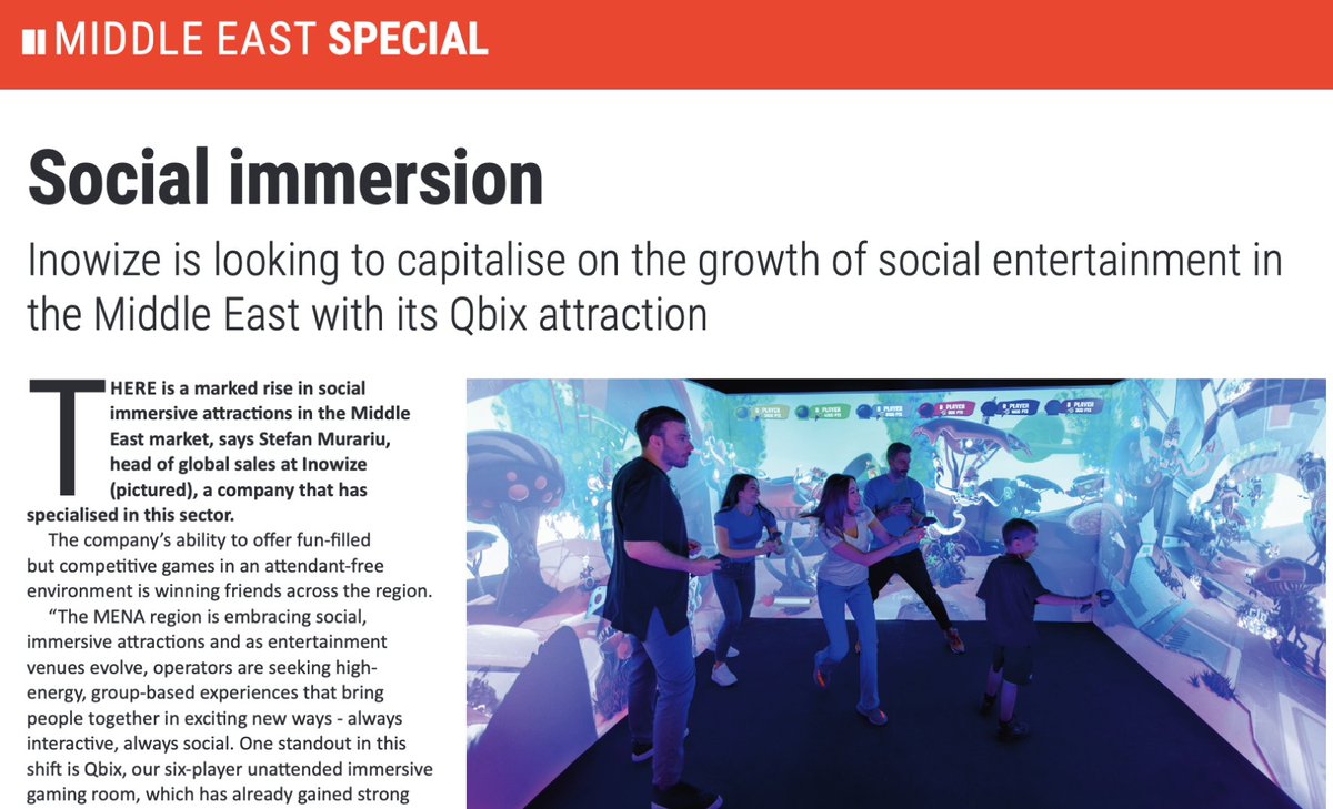intergamefun's tweet image. Social immersion

Inowize is looking to capitalise on the growth of social entertainment in the Middle East with its Qbix attraction

Read the latest from Inowize here: ow.ly/sSFt50VsaBZ

#InterGame #Amusements #Inowize