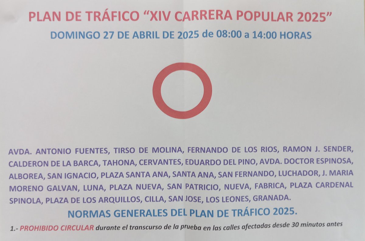 PLPueblacazalla's tweet photo. POLICÍA LOCAL INFORMA; el próximo domingo se celebra la XIV CARRERA POPULAR MORISCA, por ello se establece un Plan de Tráfico de 8 a 14 h. Se prohíbe estacionar en determinadas calles, se prohíbe circular en el recorrido y se traslada la parada del bus a la rotonda de los Chinos https://t.co/Ghgo6dSEGM