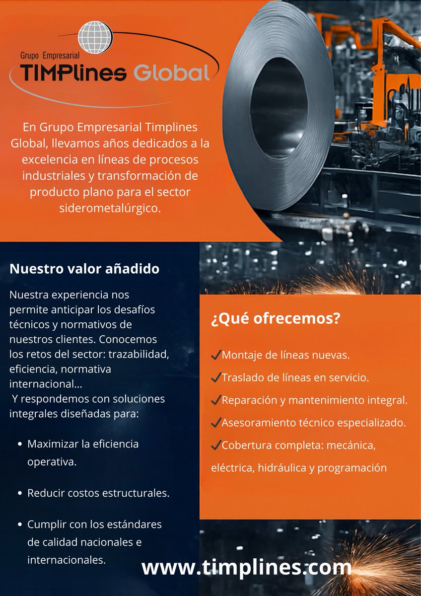¿HABLAMOS?

En #Timplines Global, ofrecemos una amplia gama de servicios 
🟠Líneas de procesos industriales 
🟠Coordinación de obras
🟠Obra civil, montajes eléctricos, hidráulicos, neumáticos, mecánicos
🟠Flusing y análisis en laboratorio de limpieza

📩comunicacion@timplines.com