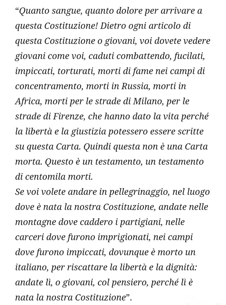 #25aprile #FestaDellaLiberazione
La Resistenza, la Liberazione, la Costituzione, la Democrazia...
Oggi, come sempre, non è solo una ricorrenza ma è una scelta di vita, di valori, di ideali! 
Dal famoso discorso di Calamandrei agli studenti di Milano...