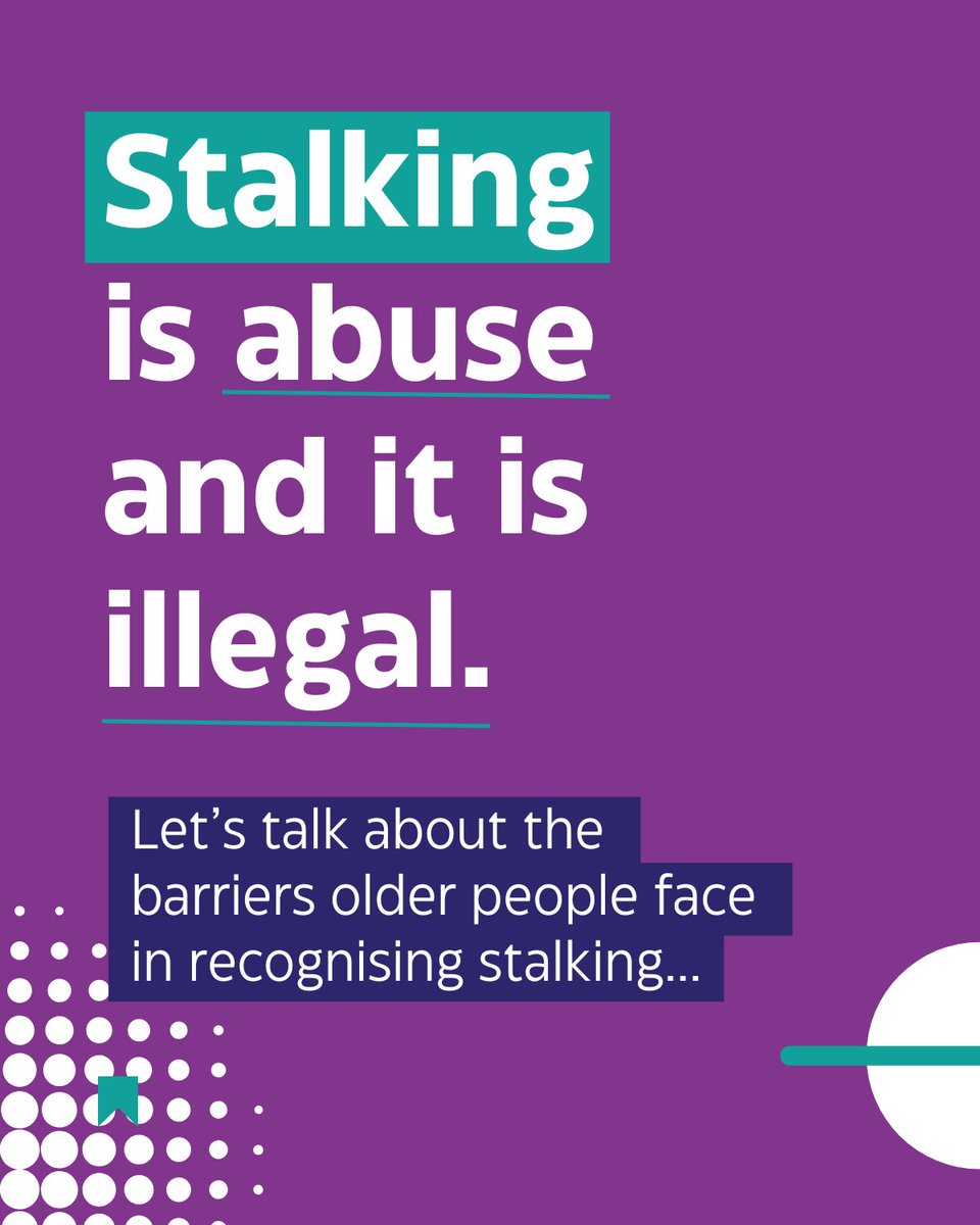 choiceolderppl's tweet photo. Stalking is abuse and it is illegal. Yet too often, it goes unseen. This #StalkingAwarenessWeek, let’s talk about the barriers older people face in recognising stalking. Know the signs. Believe survivors.

For further advice and support, contact:
☎️ National Stalking helpline 0808 802 0300
☎️Live Fear Free 0808 80 10 800