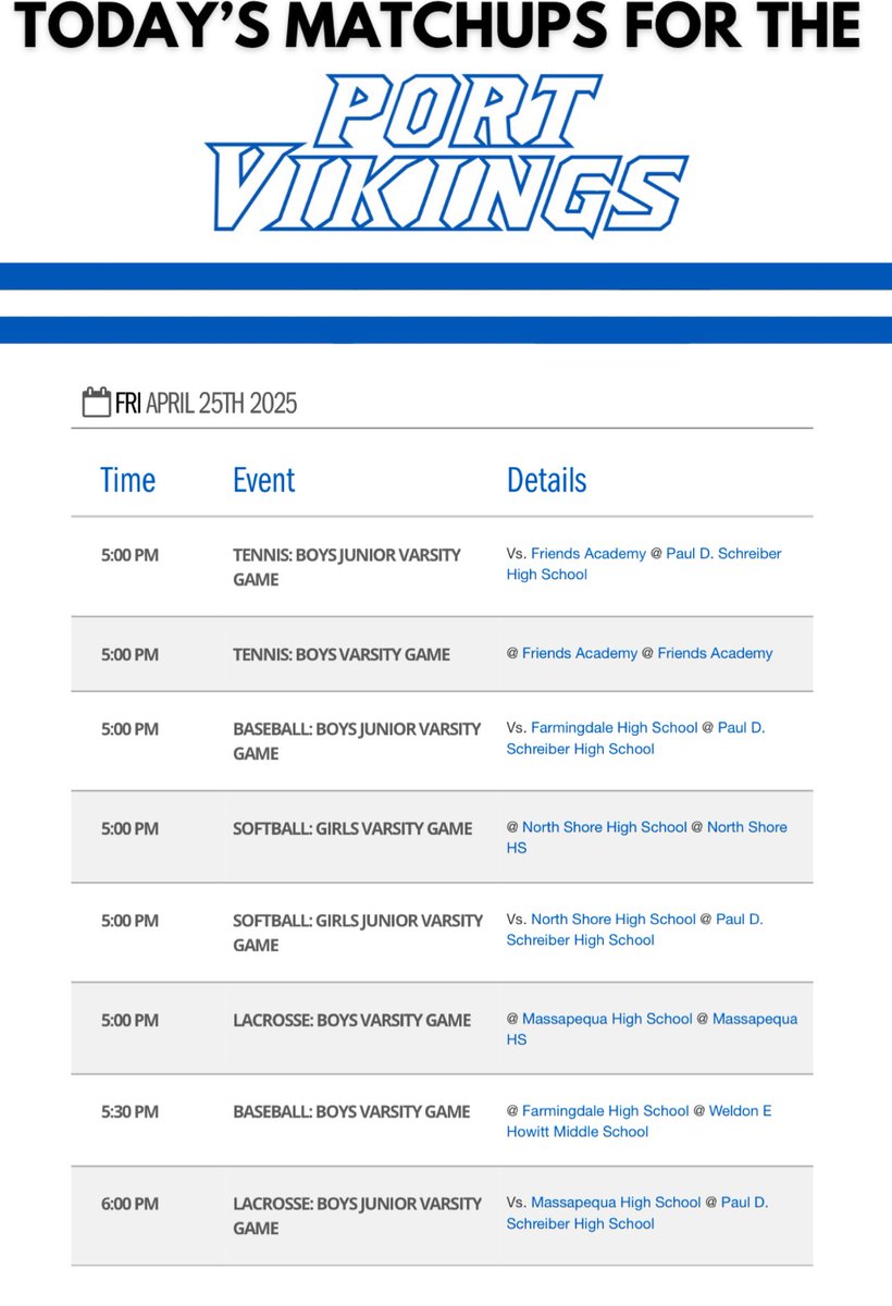 Port Washington Athletics (@portwashad) on Twitter photo 