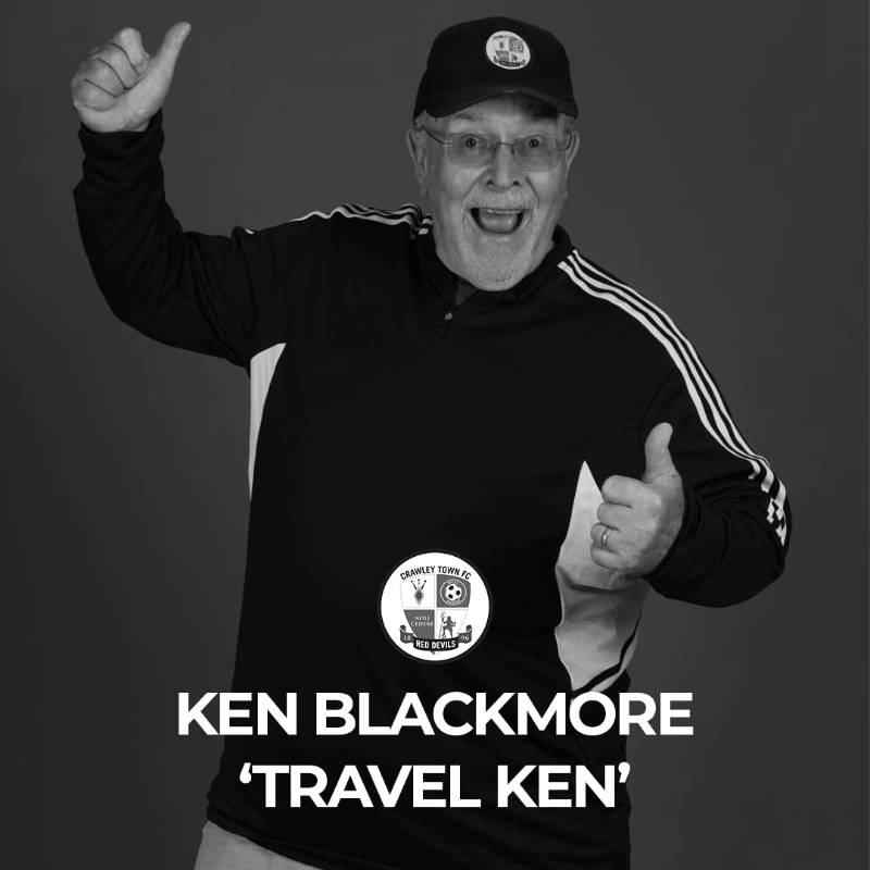 crawleytown's tweet photo. ❤️ One of our own.

Crawley Town Football Club is devastated to learn of the passing of lifelong Crawley Town fan &amp; club volunteer Ken Blackmore, who was more affectionately known around the club as ‘Travel Ken’. 

#TownTeamTogether🔴