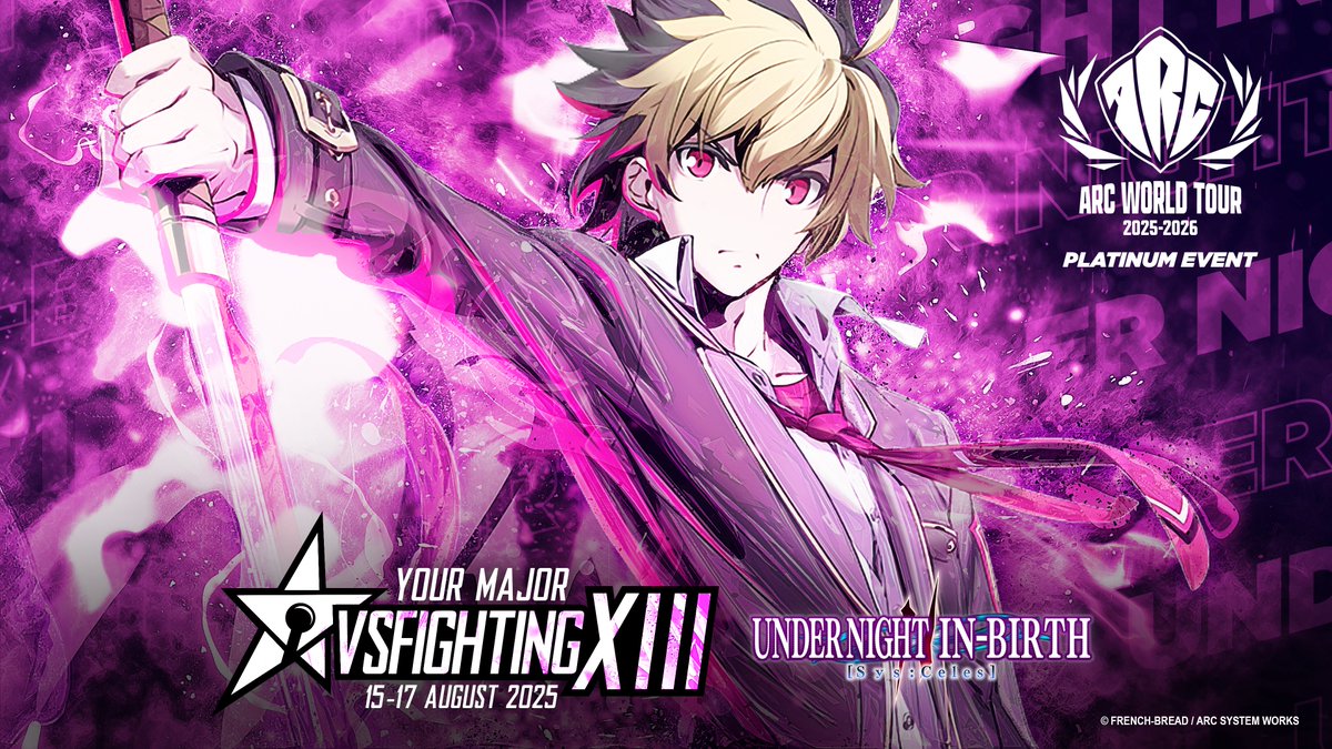 We’re excited to share that VSFighting XIII will be part of the  ARC World Tour 2025-2026! 🔥

Guilty Gear and Granblue are back as Gold Plus events and Under-Night is a platinum event! Thanks to <a href="/ASWesports/">ASW_esports ┃ARC WORLD TOUR 2025-2026</a> for the support!

Register today! 
🔗 start.gg/vsf
#vsf