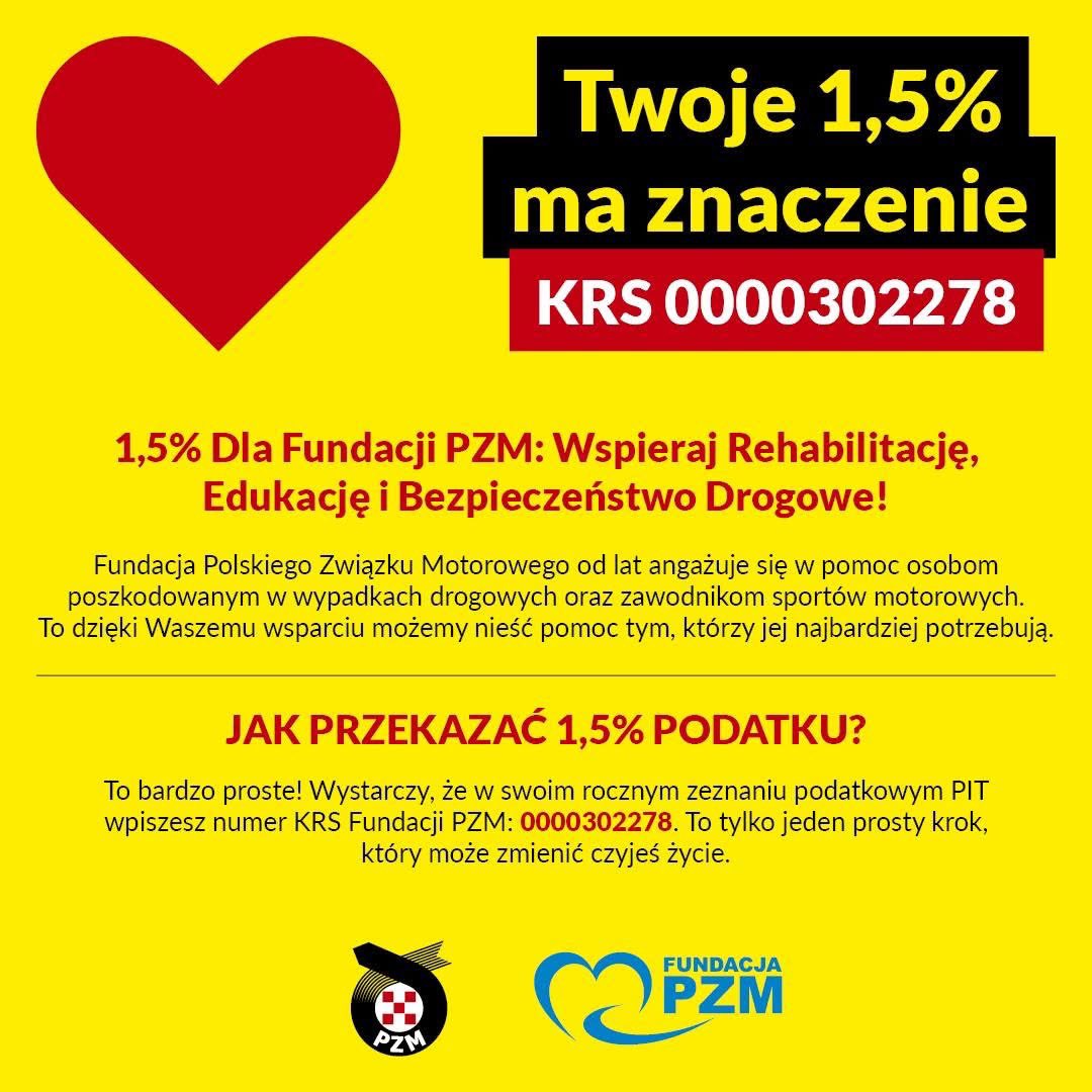 Tylko kilka dni pozostało do końca okresu rozliczeń podatkowych. To idealny moment, aby pomóc tym, którzy tego najbardziej potrzebują! 

📢 Podziel się 1,5% podatku z Fundacją PZM! 🖤💛♥️