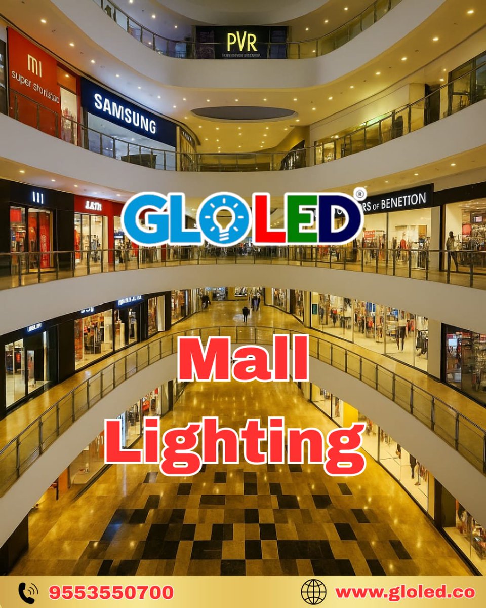 ransform your mall with GLOLED Mall Lighting – where brilliance meets efficiency!
💡 Sleek, stylish, and smart lighting for retail zones, food courts &amp; atriums.
✅ Uniform brightness
✅ Low energy &amp; heat
✅ Custom layouts
📍Hyderabad | 📞 9553550700
#MallLighting #GLOLED