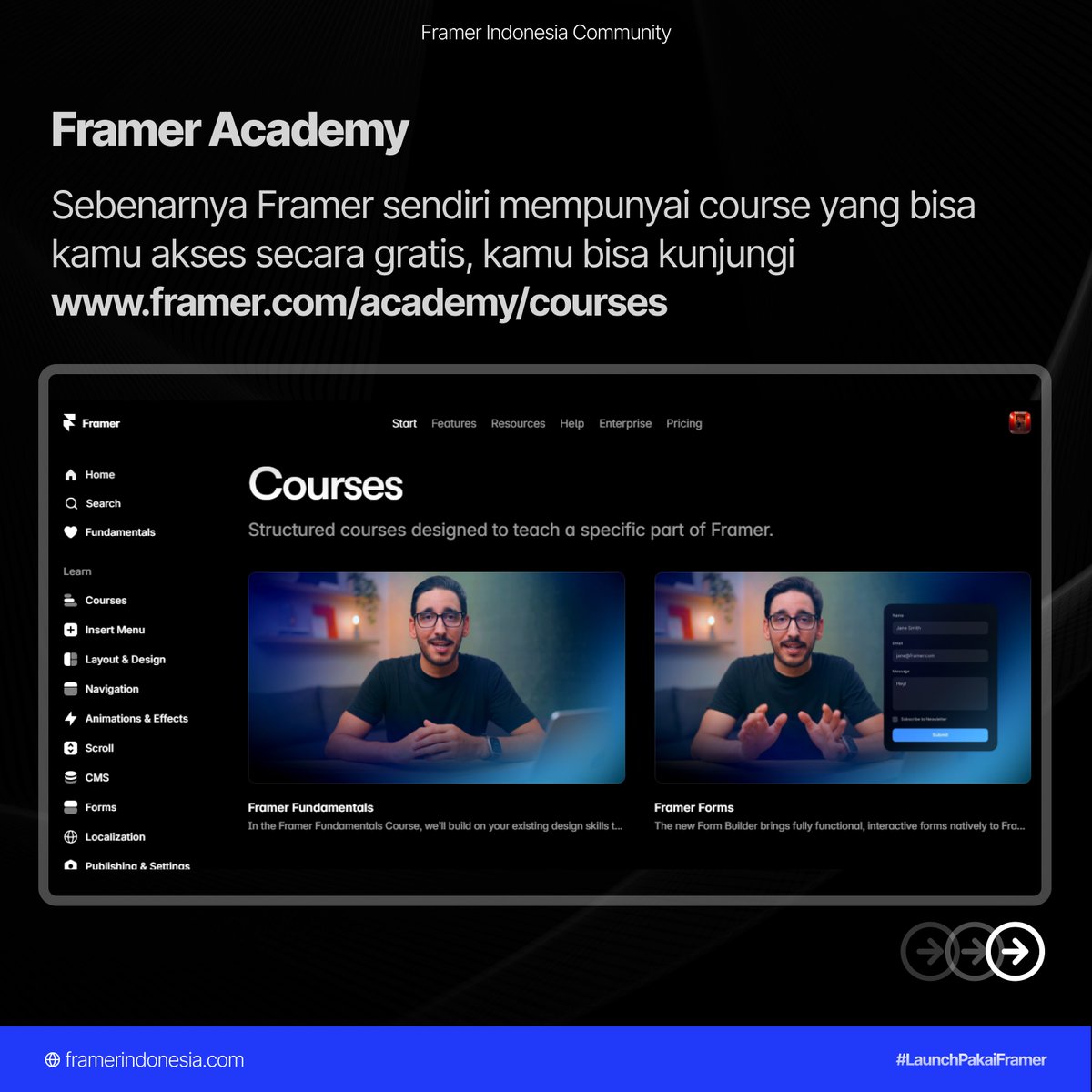 framerindonesia's tweet photo. Kamu masih baru belajar Framer? Cobain belajar dari website dan channel ini yuk. 

#belajarframer #Framer #FramerIndonesia #PakaiFramer https://t.co/31XCSGOADd