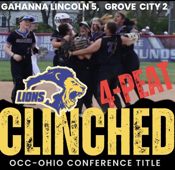 GLHSsoftball's tweet photo. Gahanna 5, Grove City 2 - With last nights win, the Lions are now 8-1 in conference and have clinched at least a share of the OCC-OHIO title.  This is our SENIORS 4th CONFERENCE TITLE IN A ROW!
@GLHS_Athletics https://t.co/JOblqtsYrM
