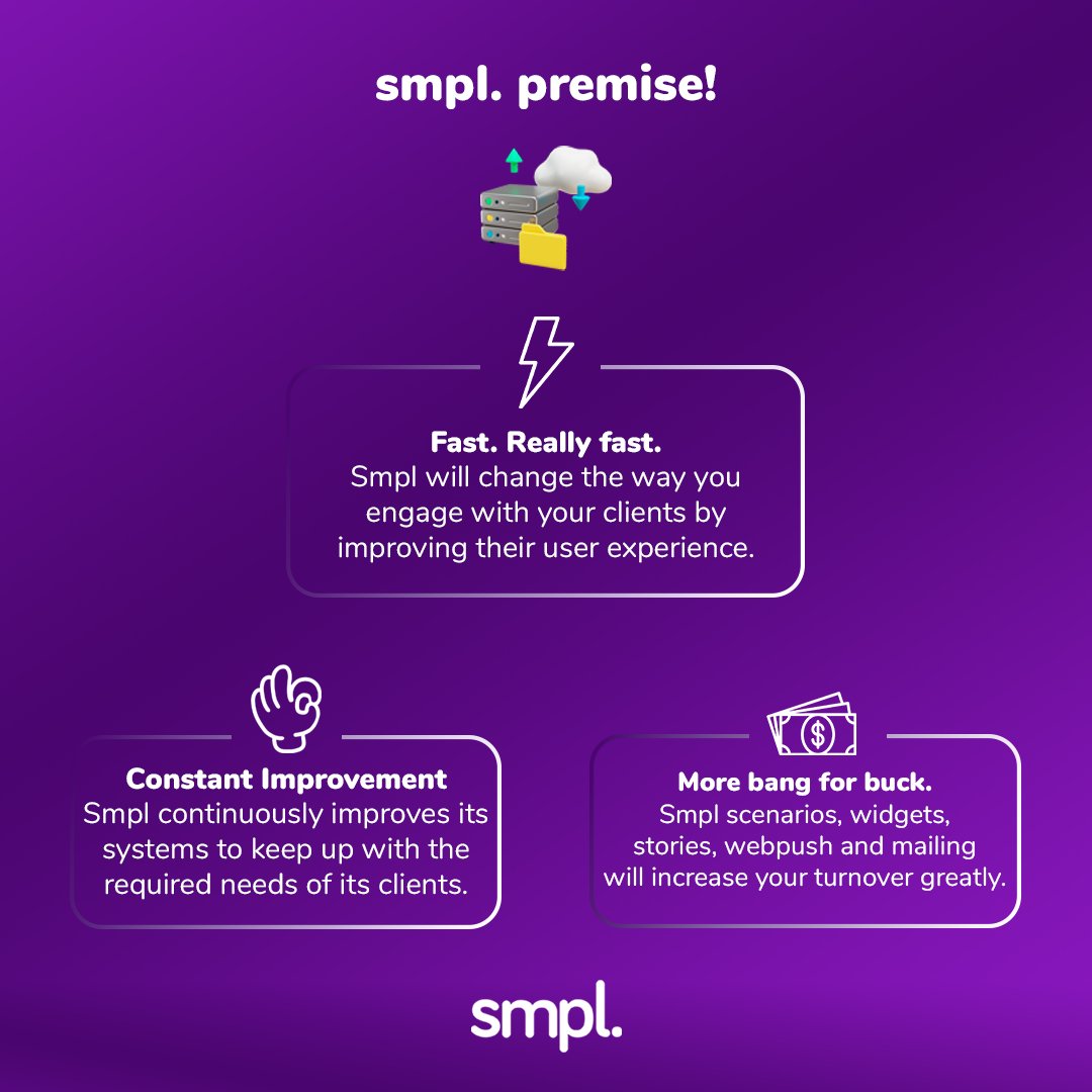 🚀 Welcome to Smpl.premise!

👉 hellosmpl.com

#smplpremise #digitalexperience #marketingautomation #userengagement #smplplatform #cxsolutions #techstack

🚀 Smpl.premise ile Tanışın!

👉 hellosmpl.com