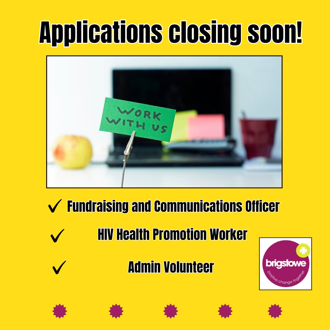 BrigstoweInfo's tweet image. Brigstowe are currently recruiting for 2 paid roles and 1 volunteer role.
For more info, check here brigstowe.org/support-our-wo…
In you need any further information, please email info@brigstowe.org.
Please like and share this post.
#newjob #bristoljobs #bristolhealth #hiv