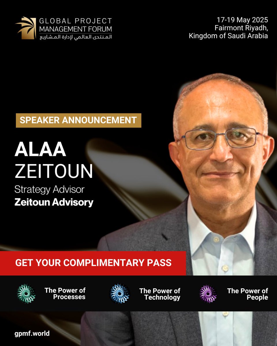 GPMForum's tweet photo. Join us at GPMF 2025 to hear from Alaa Zeitoun, Strategy Advisor at Zeitoun Advisory, as he shares powerful insights to elevate your strategic thinking.

Meet top minds redefining strategy execution.

Complimentary pass (18–19 May): https://t.co/2Kw4hBCVvT https://t.co/WIN0DymhRU