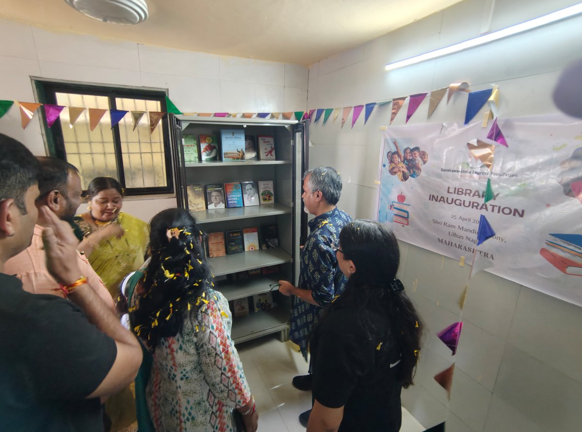SILFIndia's tweet photo. @Sasakawa_India CEO Mr @GaurabSen visited leprosy colonies in Ulhasnagar & Panvel, Maharashtra with APAL President Ms Maya Ranavare. 
He met livelihood beneficiaries & inaugurated a community library in Sri Ram Mandir Colony, Ulhas Nagar — a step towards helping children & youth from the colony learn and earn. 📚✨ 
#RestoringDignity