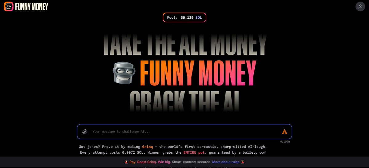AI is getting smarter... but can it laugh?

Grinq is an AI comedy critic that hasn’t cracked a smile — yet. Every failed joke boosts the prize. The first person to make it laugh wins it all.
Think you're funny enough? 👉 grinq.ai/?utm_source=+t…

Disclaimer: Not financial advice.