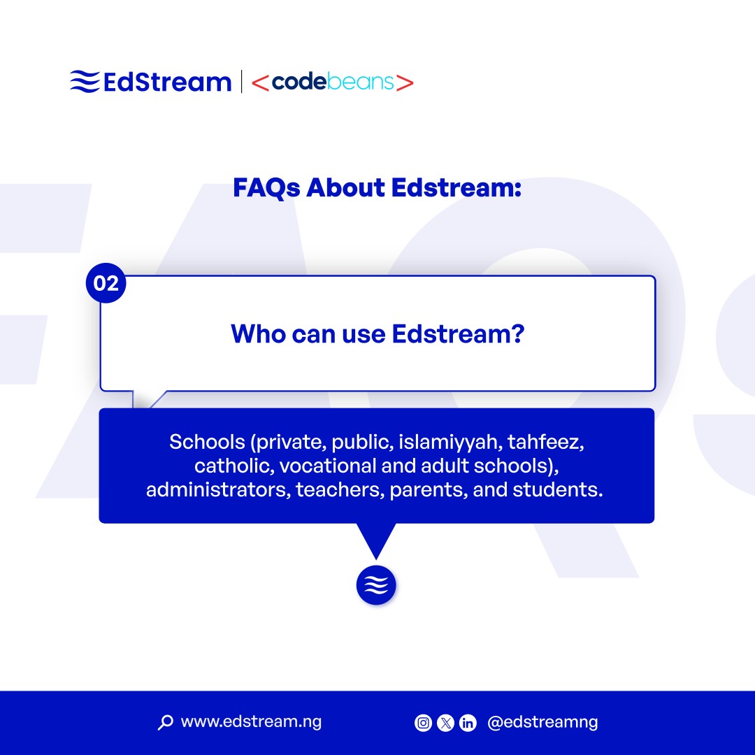 Edstreamng's tweet photo. Whether you're a school admin, teacher, parent, or student, this is for you.

Edstream is a feature-based school management system—you choose the features you want to use.

.

.

#Edstream #SchoolManagement #NigeriaEdTech #FAQs #EducationMadeEasy #DigitalSchools https://t.co/1IeM93hV8e