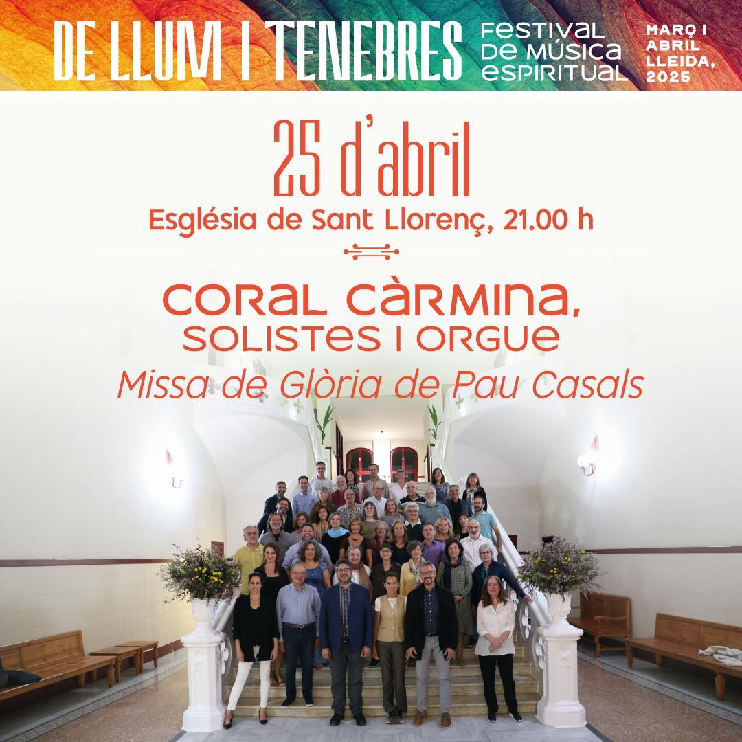 Antoni Gelonch (@antoni_gelonch) on Twitter photo EP! AIXÒ ES AVUI!!
7è, i darrer, concert dl Festival #dellumitenebres, q organitza <a href="/Horitzons2050/">Fundació Privada Horitzons 2050</a>
LA MISSA DE GLÒRIA DE PAU CASALS, a l’església d Sant Llorenç a les 9 dl vespre, interpretada x <a href="/CoralCarmina/">Coral Càrmina</a>, solistes i orgue,dirigits x <a href="/DanielMestreD/">Daniel Mestre 🎗🇺🇦</a>
Entrades al lloc dl concert EP! AIXÒ ES AVUI!!
7è, i darrer, concert dl Festival #dellumitenebres, q organitza <a href="/Horitzons2050/">Fundació Privada Horitzons 2050</a>
LA MISSA DE GLÒRIA DE PAU CASALS, a l’església d Sant Llorenç a les 9 dl vespre, interpretada x <a href="/CoralCarmina/">Coral Càrmina</a>, solistes i orgue,dirigits x <a href="/DanielMestreD/">Daniel Mestre 🎗🇺🇦</a>
Entrades al lloc dl concert